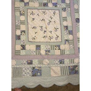 Shabby Chic Lavender Lilac & Blue Quilt Bedding With 2 Shams By JCPenney Chris M